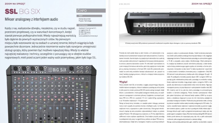 Test SSL BiG SiX w miesięczniku Muzyka i Technologia