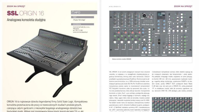 Mikser analogowy SSL Origin 16, test w miesięczniku Muzyka i Technologia